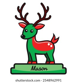 Personalized Freestanding Reindeer.Family Christmas Decoration and Place Name Settings