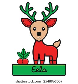 Decoração de Natal personalizada independente Reindeer.Family e configurações de nome de lugar