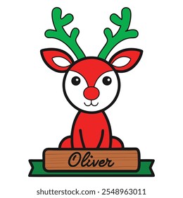 Personalized Freestanding Reindeer.Family Christmas Decoration and Place Name Settings