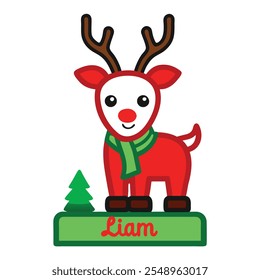 Decoração de Natal personalizada independente Reindeer.Family e configurações de nome de lugar