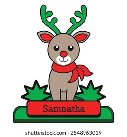 Personalized Freestanding Reindeer.Family Christmas Decoration and Place Name Settings