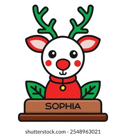 Personalized Freestanding Reindeer.Family Christmas Decoration and Place Name Settings