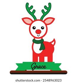 Decoração de Natal personalizada independente Reindeer.Family e configurações de nome de lugar