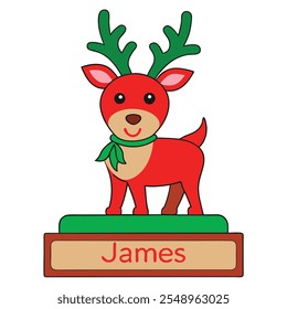 Decoração de Natal personalizada independente Reindeer.Family e configurações de nome de lugar