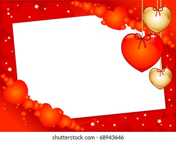 Personalized greeting card for Valentine's Day with hearts and letter, vector