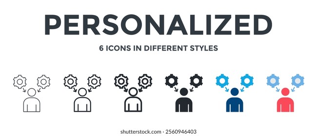 PERSONALIZED icon in different style vector illustration. Designed in thin line, regular line, bold line, glyph, color fill, and flat style can be used for web