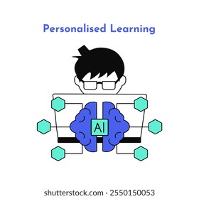 Personalized learning icon. Artificial Intelligence in Education Icon. E-learning icon illustration. Education and learning with AI.