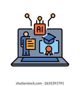 personalized learning students color line icon for digital and print projects.  Minimal clean icons for apps and websites. Modern simple icons for UI UX and branding