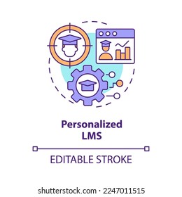Personalized LMS concept icon. Customize settings. Learning management system feature abstract idea thin line illustration. Isolated outline drawing. Editable stroke. Arial, Myriad Pro-Bold fonts used
