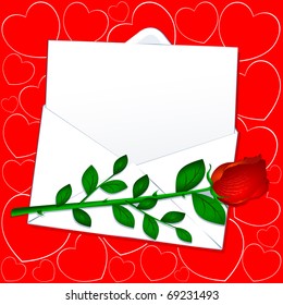 Personalized love letter with red rose, vector