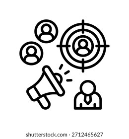 Ilustración vectorial de línea de icono de marketing personalizado