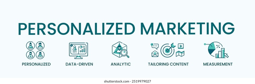 Personalized Marketing web icon vector illustration concept for business and digital marketing, personalized, data driven, analytic, tailoring content and measurement. Minimal vector infographic.