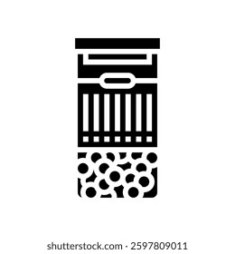 personalized medication bottle with barcode glyph icon vector. personalized medication bottle with barcode sign. isolated symbol illustration