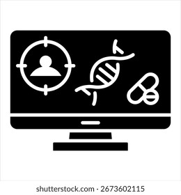 Ilustración vectorial de icono de glifo de medicina personalizada