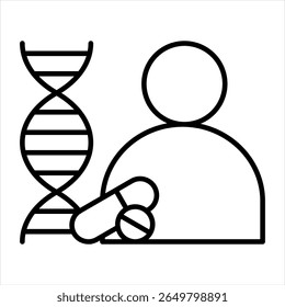 Icono de esquema de medicina personalizada Ilustración vectorial
