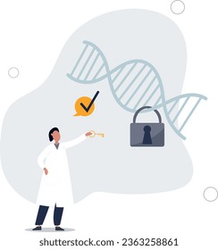 Personalized medicine with specific patient DNA research.flat vector illustration