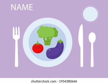 Nombre personalizado Montessori material impreso, Montessori Placemat con verduras Imprimibles, plaza preescolar, regalo para niños