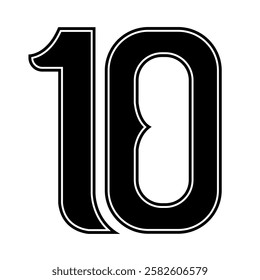 Personalized number ten. Design 10 on white background