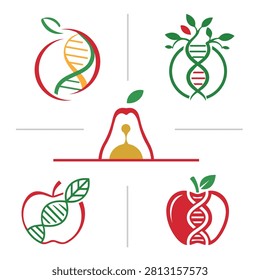 Personalized Nutrition and Wellness Logo Set, Nutrigenomics Concept