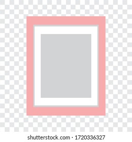 Personalized photo frames in pink on transparent background. Frame vector illustration.