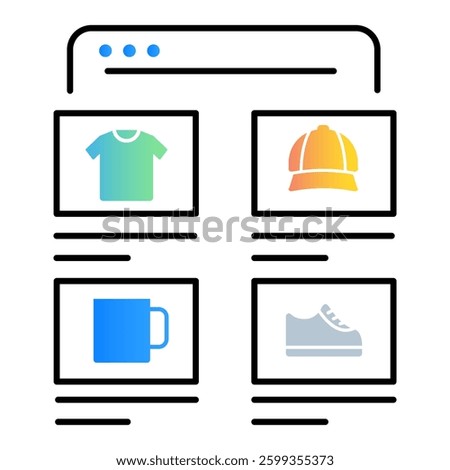 Personalized Product Recommendations Icon – Smart Retail Suggestions, AI Shopping Experience, Editable Stroke