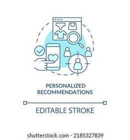 Personalized recommendations turquoise concept icon. Interaction with dynamic content abstract idea thin line illustration. Isolated outline drawing. Editable stroke. Arial, Myriad Pro-Bold fonts used