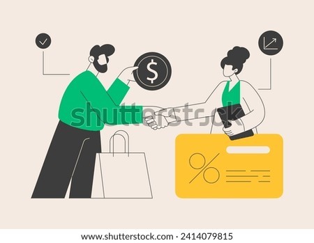Personalized selling abstract concept vector illustration. Personalized b2b selling, face-to-face sales technique, brand representative, marketing method, promotion mix trend abstract metaphor.