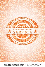Personalized Service abstract orange mosaic emblem with background