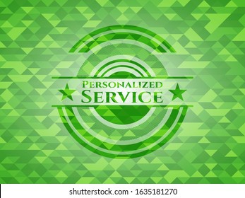 Personalized Service green emblem. Mosaic background. Vector Illustration. Detailed.