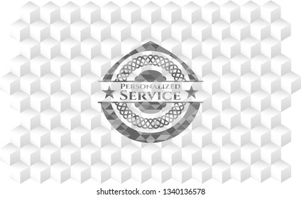 Personalized Service realistic grey emblem with cube white background