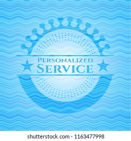 Personalized Service sky blue water wave style badge.