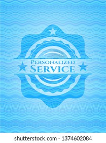 Personalized Service sky blue water wave style badge.