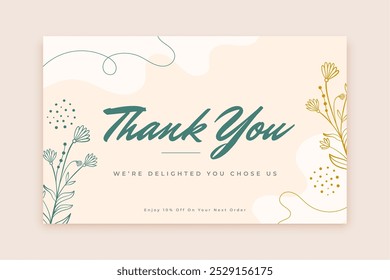 personalized thank you message card with botanical floral decor vector