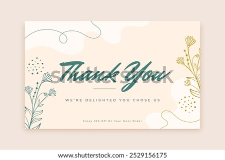 personalized thank you message card with botanical floral decor vector