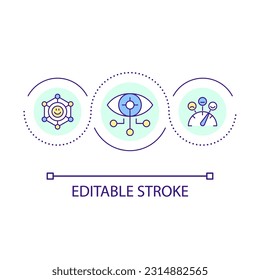 Personalized user experience loop concept icon. Customer satisfaction. Multichannel services abstract idea thin line illustration. Isolated outline drawing. Editable stroke. Arial font used