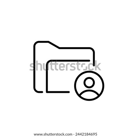 Personalized or user-specific file storage and organization. Vector icon featuring a folder and a user symbol