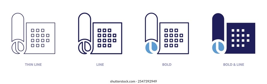 Personalized yoga mat icon in 4 different styles. Thin Line, Line, Bold, and Bold Line. Duotone style. Editable stroke.