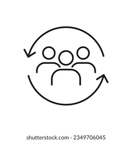 Personel change. Switch person, people rotation line icon isolated on white background. Vector illustration