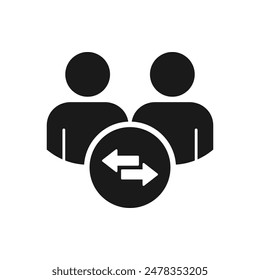 Personel change. Switch user, swap person icon flat style isolated on white background. Vector illustration