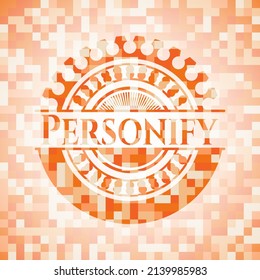 Personify Abstract Orange Mosaic Emblem With Background 