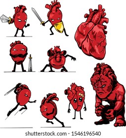 personify human heart organ han drawing