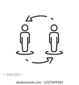 personnel change icon, refresh collaboration, staff updating,  thin line symbol - editable stroke vector illustration