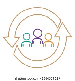 Personnel change icon vector.People in round cycle symbol.Human resource concept