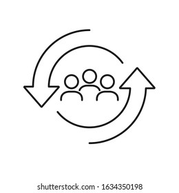 Personnel change line icon. People in round cycle symbol. Human resource concept. Vector illustration can be used for topics like rotation, HR, personnel, management