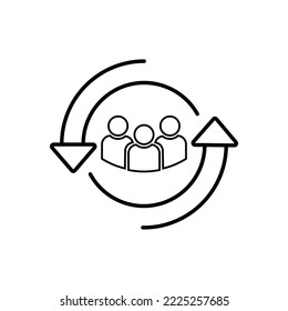 Personnel change line icon. People in cycle round symbol. The concept of human resources. Vector illustration can be used for topics like rotation, HR, personnel, management