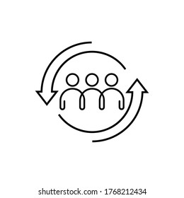 Personnel Change Line Icon, Vector Illustration