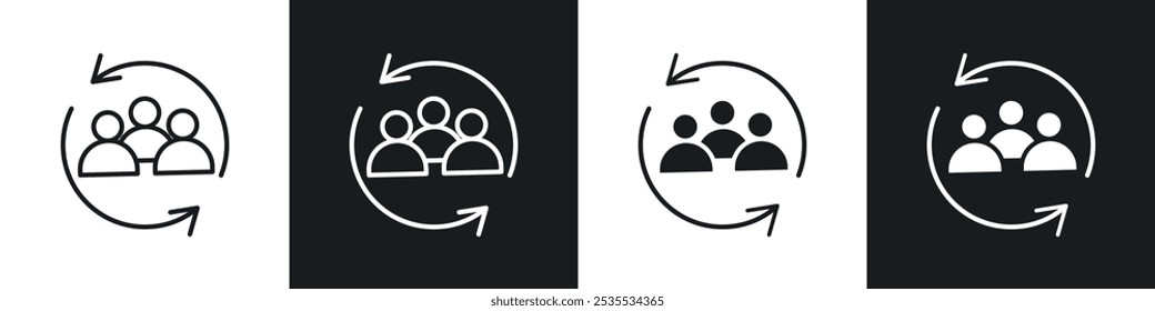 O ícone de vetor de alteração de pessoal é definido em preto-e-branco. Ilustração de EPS 10