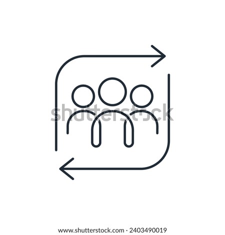 Personnel changes. Employee update. Human resources concept. Vector linear icon illustration isolated on white background.