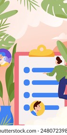 Personnel doing job interview flat vector concept operation hand drawn illustration
