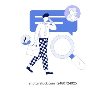 Personnel doing job interview flat vector concept operation hand drawn illustration
